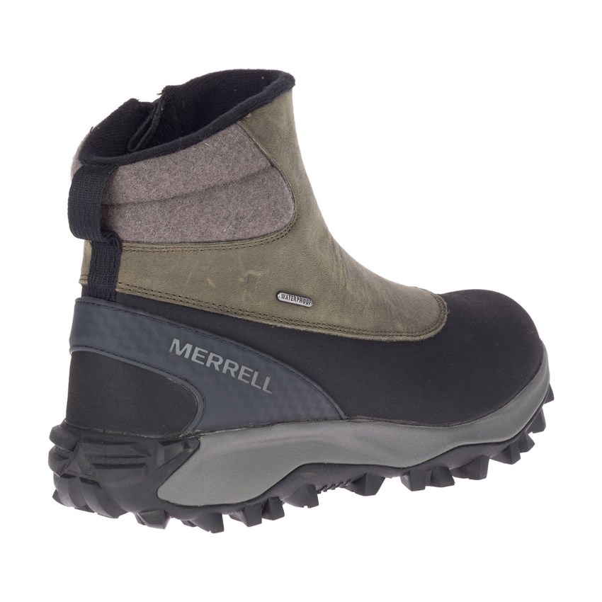 Bottes Merrell Thermo Kiruna Mid Zip Waterproof Noir/Vert Olive Femme | D.D.RENR